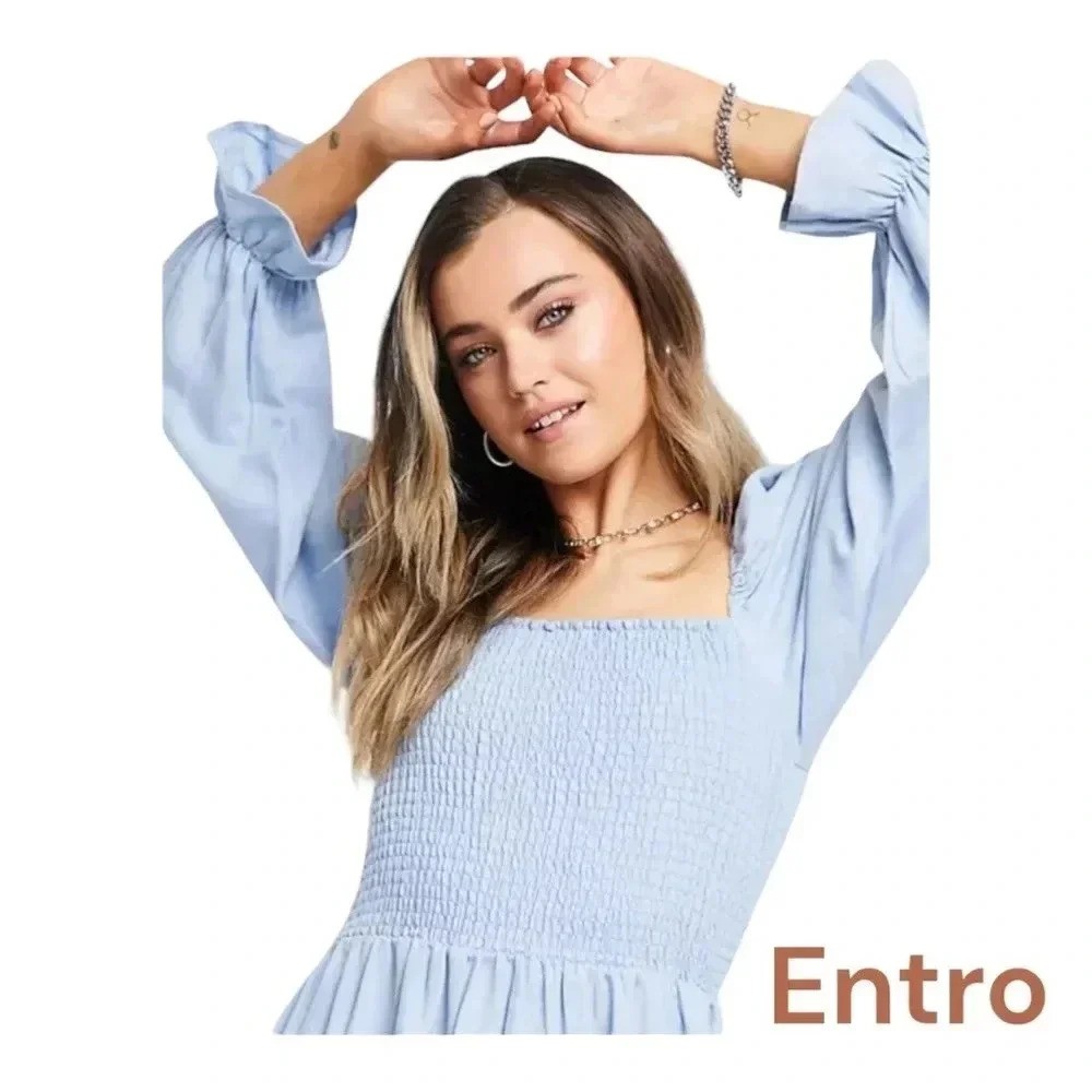 Entro Babydoll Puff Sleeve Dress‎